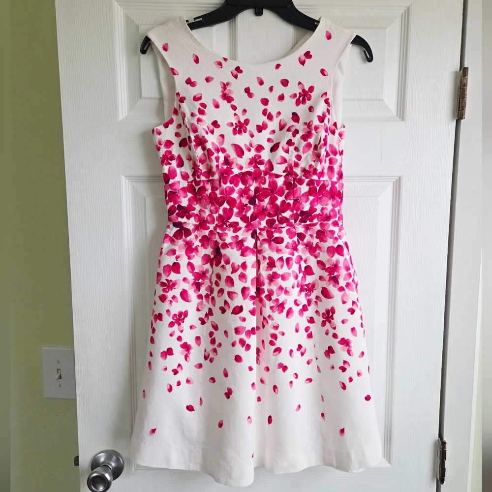 TAHARI ✨️ White Floral Sleeveless Midi Women's Dress Size 4P - Picture 4 of 14